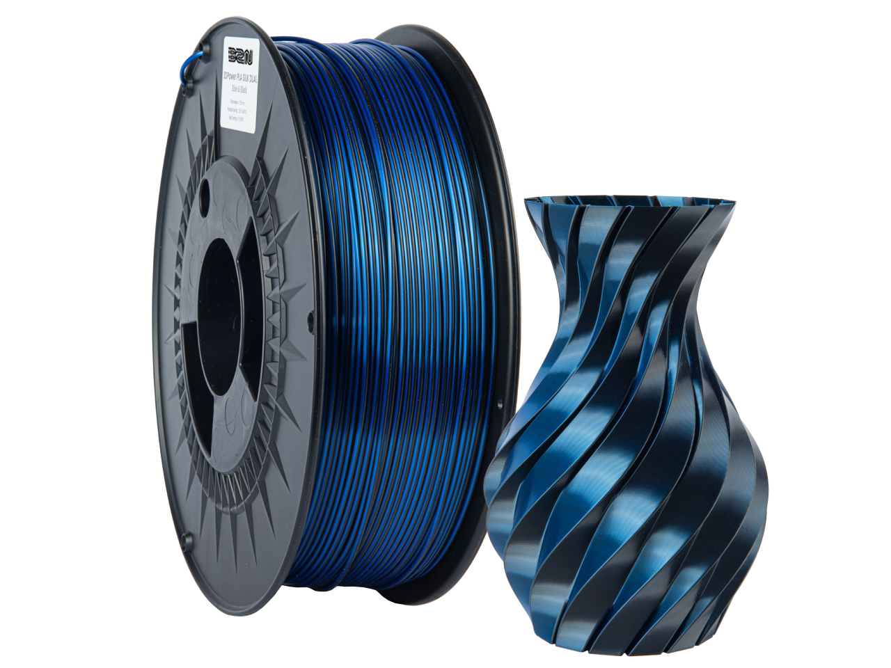 Филамент B2N PLA SILK Dual Color 1.75mm Blue+Black 1kg